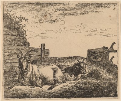 Liggande getter av Adriaen van de Velde