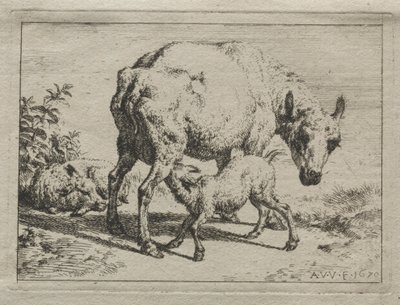 Tackan och två lamm, 1670. av Adriaen van de Velde