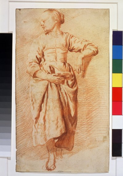 Kvinna i bondklänning. 1670-1675 (krita) av Adriaen van de Velde