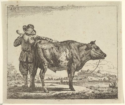 Ung herd med en tjur, från olika djur, 1659. av Adriaen van de Velde