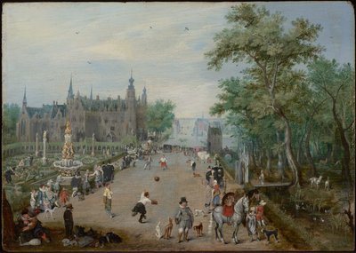 Ett bollspel inför ett lantligt slott av Adriaen van de Venne