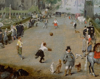 En Jeu de Paume framför ett lantligt slott av Adriaen van de Venne