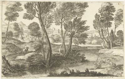 Landskap med två fiskare De två fiskarna Landscapes, serie tre (serietitel) av Adriaen van der Kabel