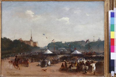 Balaganerna på Marsfältet i Sankt Petersburg av Volkov, Adrian Markovich (1827-1873). Olja på duk av Adrian Markovich Volkov