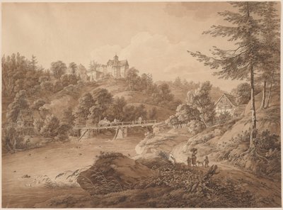 Rauensteins slott sett från flodens kant av Adrian Zingg
