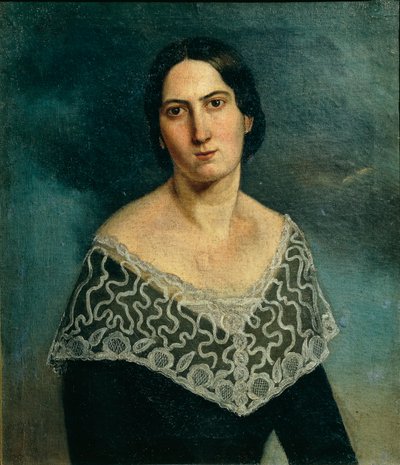 Porträtt av Mrs. Bonini Gardi (olja på duk) av Adriano Baldini