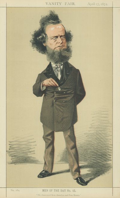 Mr William Hepworth Dixon (färglitografi) av Adriano Cecioni