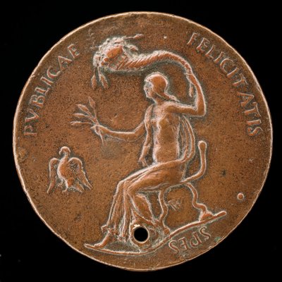 Felicitas sittande, med majsöron och viftande cornucopiae [omvänd], 1494 eller tidigare. av Adriano Fiorentino