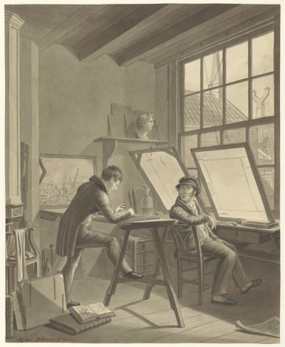 Workshop av Jacob Ernst Marcus i Rozenstraat i Amsterdam av Adrianus Gerardus van Schoone
