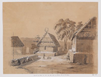 Utsikt över byn och huset av raja av Kisar, södra Moluckerna av Adrianus Johannes Bik