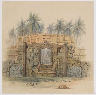 Korallstenvägg med inramad öppning till byn Dula (Dullah), Dullah Island, Kai Islands, Sydöstra Moluckerna av Adrianus Johannes Bik