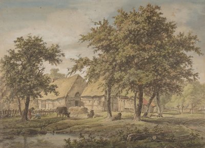 Landskap med bondgård, 1757-1837. av Adrianus de Visser