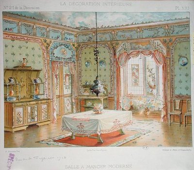 Modern matsal, ca 1905 (litho i färg) av Adrien (after) Simoneton