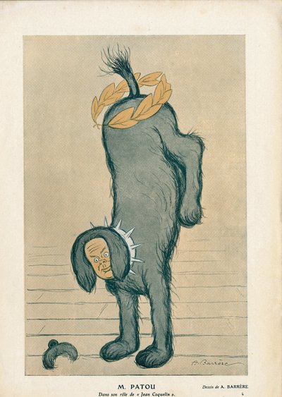 Karaktären i stycket "" Chantecler"" av Edmond Rostand Jean Coquelin i rollen som hunden Patou - Fantasio av Adrien Barrere