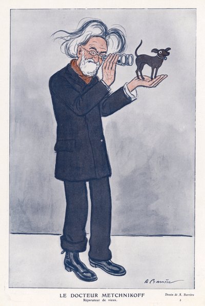 Elie Metchnikoff, rysk zoolog (färg litho) av Adrien Barrere