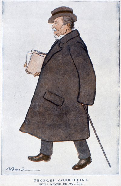 Porträtt av Georges Courteline. Teckning av Barrère - i Fantasio, februari 1922. av Adrien Barrere