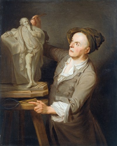 Louis-Francois Roubiliac (1695-1762) modellerar sitt monument till Shakespeare (olja på duk) av Adrien Carpentiers