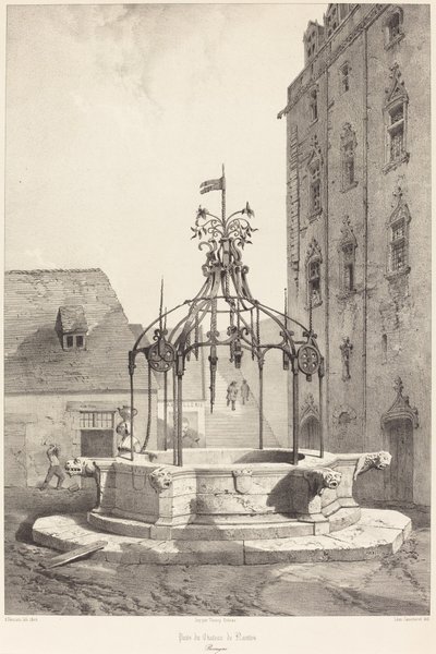 Brunn av Chateau de Nantes, Bretagne av Adrien Dauzats after Léon Gaucherel