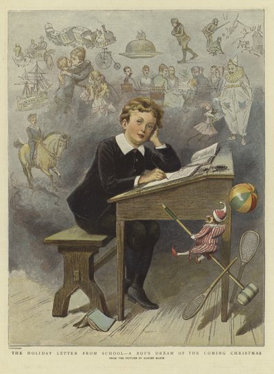 Semesterbrevet från skolan (färg litho) av Adrien Emmanuel (after) Marie