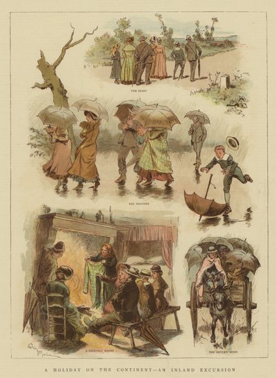 En semester på kontinenten, en inlandsutflykt (chromolitho) av Adrien Emmanuel Marie