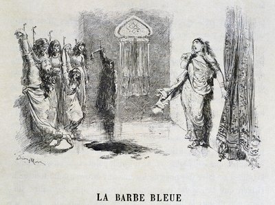 Beard Bleue - i "Les Tales de Fées"" av Charles Perrault, illustrationer av Adrien Marie av Adrien Emmanuel Marie