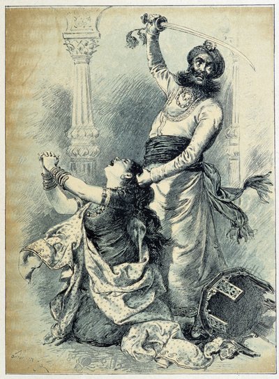 Beard Bleue - i "Les Tales de Fées"" av Charles Perrault, illustrationer av Adrien Marie av Adrien Emmanuel Marie