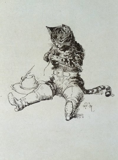 Puss in Boots - i "Les Contes de Fées"" av Charles Perrault, illustrationer av Adrien Marie av Adrien Emmanuel Marie