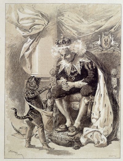 Puss in Boots - i "Les Contes de Fées"" av Charles Perrault, illustrationer av Adrien Marie av Adrien Emmanuel Marie