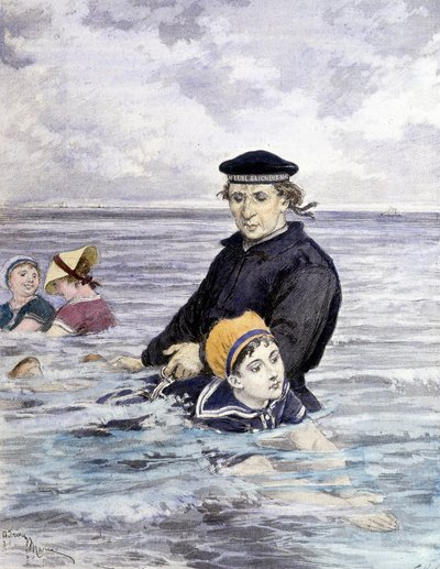 Simlektion - teckning av Adrien Marie (1848 - 1891), sent 1800-tal av Adrien Emmanuel Marie