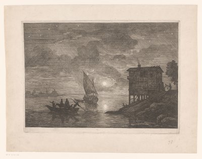 Färja på natten le baco av Adrien Manglard (attributed to)