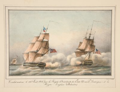 Strid understödd den 23 augusti 1812 av fregatten, USA:s president av Adrien Victor Auger