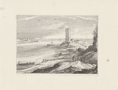 Havslandskap med ruinen av ett torn av Aegidius Sadeler (II) (attributed to)