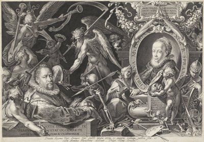 Allegoriskt porträtt av Bartholomeus Spranger och hans hustru Christina Muller av Egidius  Sadeler (II)