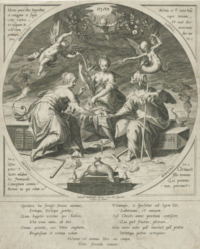 De drie schikgodinnen Possess Your Souls (titel på objekt) av Egidius  Sadeler (II)
