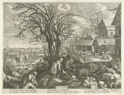 December (titel på objekt) De tolv månaderna (serietitel) av Egidius  Sadeler (II)