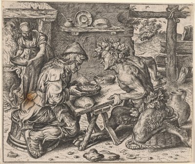 Fabel om bonden och satyren av Egidius  Sadeler (II)