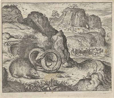 Fabel om igelkotten och ormen av Egidius  Sadeler (II)