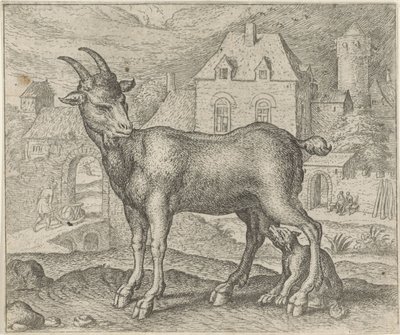 Fabel om geten och den unga vargen av Egidius  Sadeler (II)