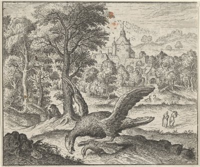 Fabel om gamen och näktergalen av Egidius  Sadeler (II)