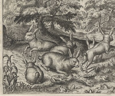 Fabel om hararna och grodorna av Egidius  Sadeler (II)