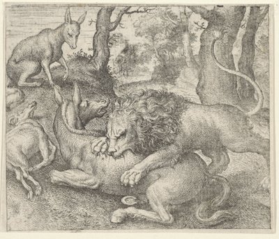 Fabeln om lejonet och räven av Egidius  Sadeler (II)