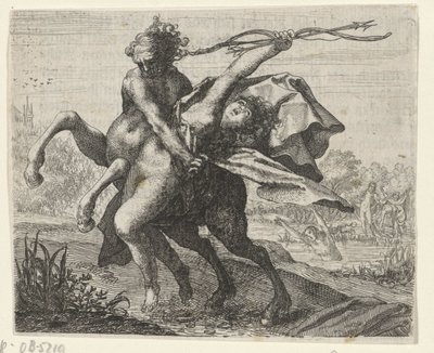 Fabel om kidnappningen av en kvinna av en kentaur av Egidius  Sadeler (II)