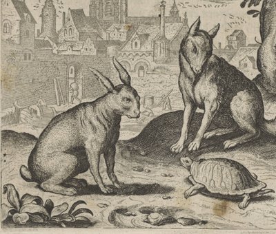 Fabel om sköldpaddan och haren av Egidius  Sadeler (II)