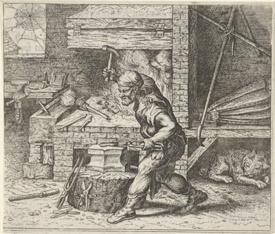 Fabel om smeden och hunden av Egidius  Sadeler (II)