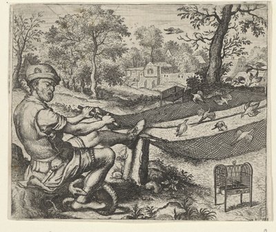 Fabel om fågelfångaren och ormen av Egidius  Sadeler (II)