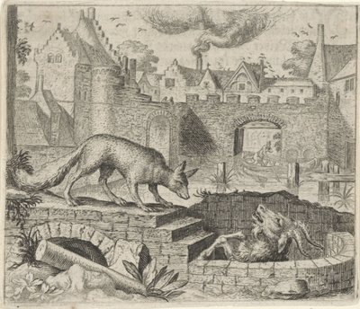 Fabel om räven och geten av Egidius  Sadeler (II)
