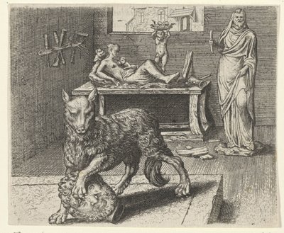Fabel om vargen och statyn av Egidius  Sadeler (II)