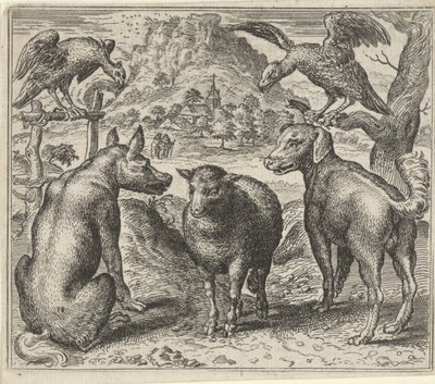 Fabel om vargen och hans rättegång mot fåren av Egidius  Sadeler (II)