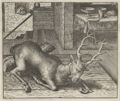 Fabel om den berusade rådjuren av Egidius  Sadeler (II)