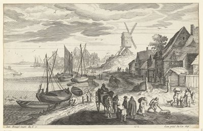 Kustlandskap med väderkvarn av Egidius  Sadeler (II)